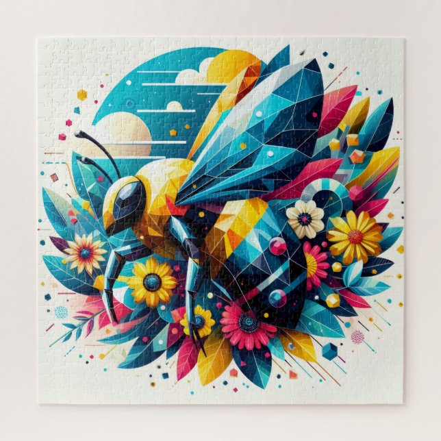 Puzzle Abstract Geometric Bee (Vertical)