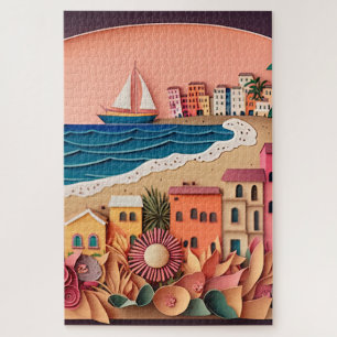 Puzzle Abstrait Beach Town Arrière - plan