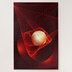 Puzzle Abstrait Crème rouge moderne Imaginaire Fractal Ar