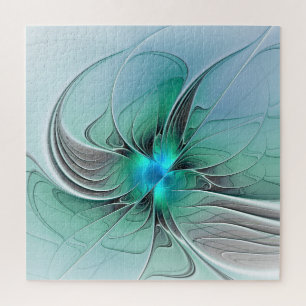 Puzzle Abstrait De Bleu, Art Fractal Moderne