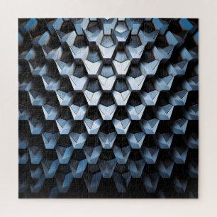 Puzzle Abstrait Futuriste Bleu Géométrique Métallique