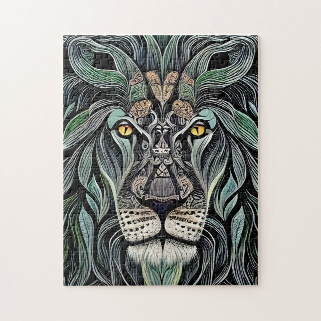 Puzzle Abstrait Shabby Chic King Lion (Vertical)