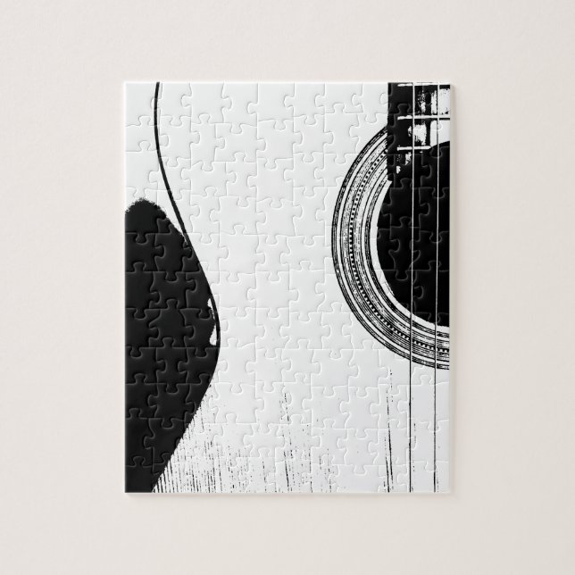Puzzle Abstraite guitare musicale noir blanc (Vertical)
