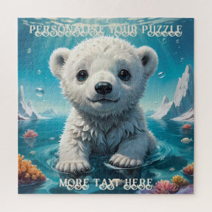 Puzzle Adorable Bébé Bear Cub Jouer dans l'océan Arctique
