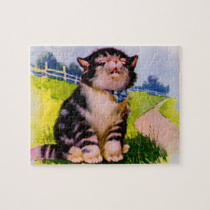 Puzzle adorable chaton chanteur des années 1930
