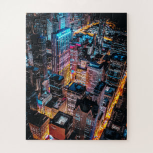 Puzzle Aerial Cityscape at Night