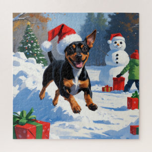 Puzzle Affenpinscher Festive de Noël Scène de neige