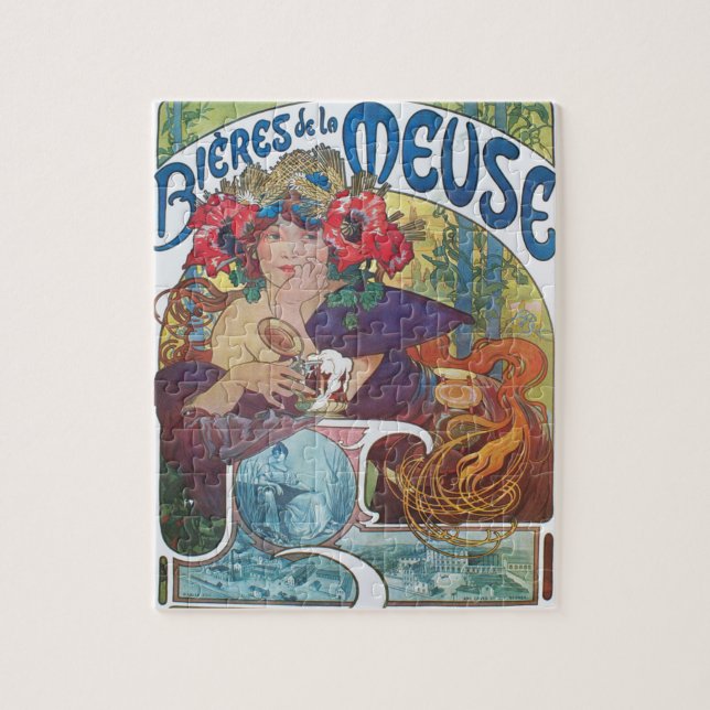 Puzzle Affiche Art nouveau de Alphonse Mucha Beer Girl (Vertical)