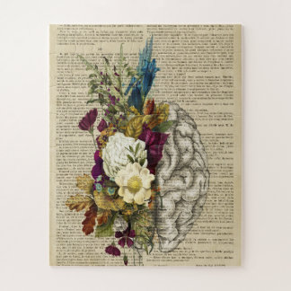 Puzzle affiche d'anatomie du cerveau floral médical
