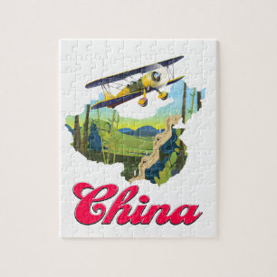 Puzzle Affiche de carte de voyage en Chine