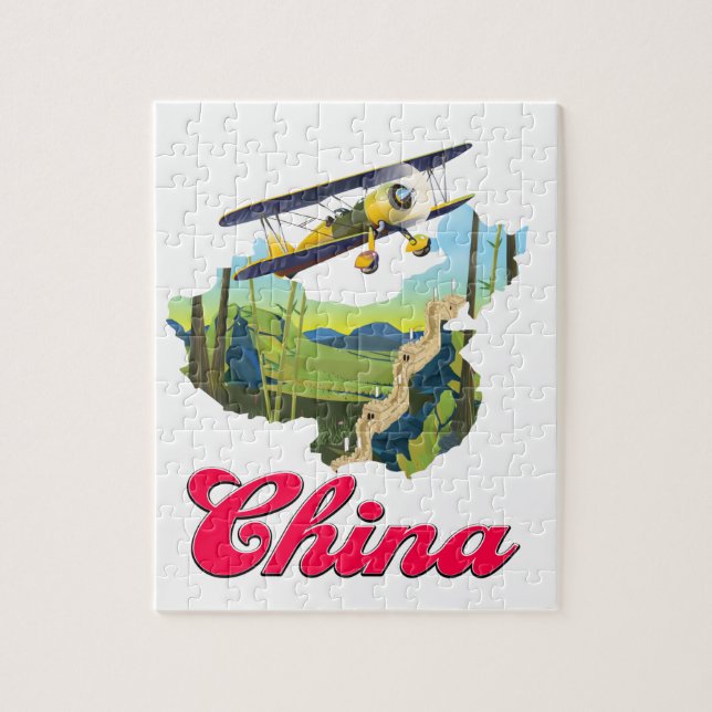 Puzzle Affiche de la carte de voyage en Chine (Vertical)