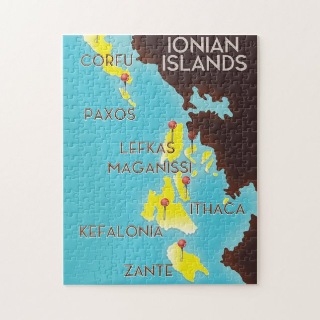 Puzzle Affiche de la carte des îles Ioniennes. (Vertical)