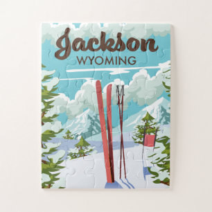 Puzzle Affiche de ski Jackson Wyoming