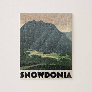 Puzzle Affiche de vacances de style Vintage Snowdonia.