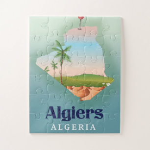 Puzzle Affiche de voyage de la carte algérienne d'Alger