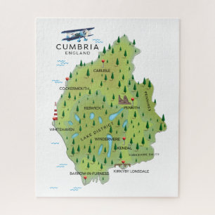 Puzzle Affiche de voyage de la carte de Cumbria Angleterr