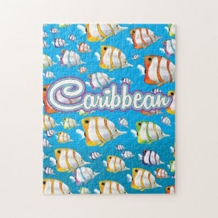 Puzzle Affiche de voyage de poissons tropicaux des Caraïb