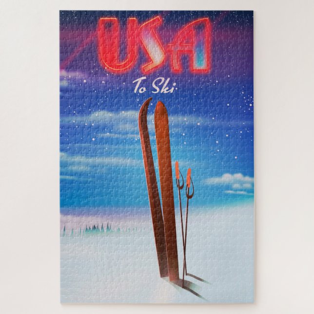 Puzzle affiche de voyage de ski aux États-Unis (Vertical)