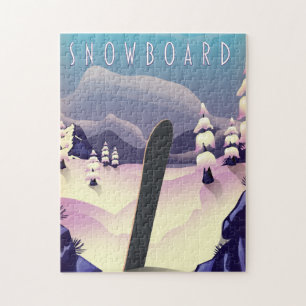Puzzle Affiche de voyage de style vintage pour snowboard