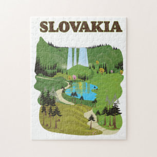Puzzle Affiche de voyage de style Vintage slovaque.