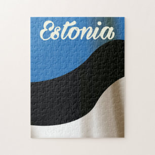Puzzle Affiche de voyage du drapeau national estonien