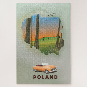 Puzzle Affiche de voyage illustrée de Pologne.