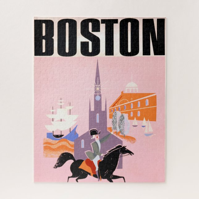 Puzzle Affiche De Voyage Pour Allegheny Airlines À Boston (Vertical)