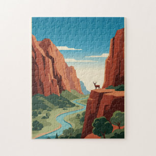 Puzzle Affiche de voyage rétro du parc national de Zion d