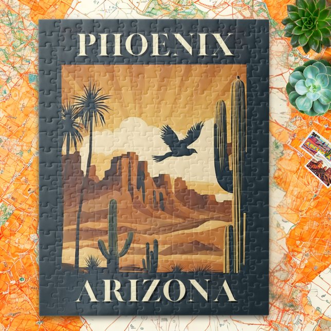 Puzzle Affiche de voyage rétro Phoenix Arizona (Créateur téléchargé)