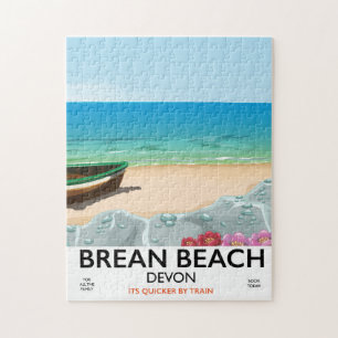 Puzzle Affiche de voyage vintage de Brean Beach Devon