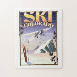 Puzzle Affiche de voyage vintage Ski colorado