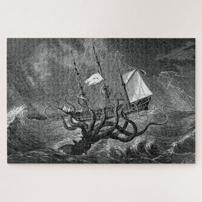 Puzzle Affiche du navire géant du calmar de Kraken (Horizontal)