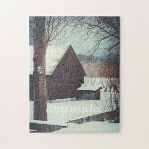 Puzzle Affiche du paysage de campagne hivernale