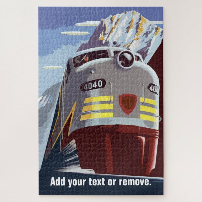 Puzzle Affiche rétro Vintage, train en montagne : (Vertical)
