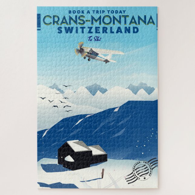 Puzzle affiche ski de crans-montana Suisse (Vertical)