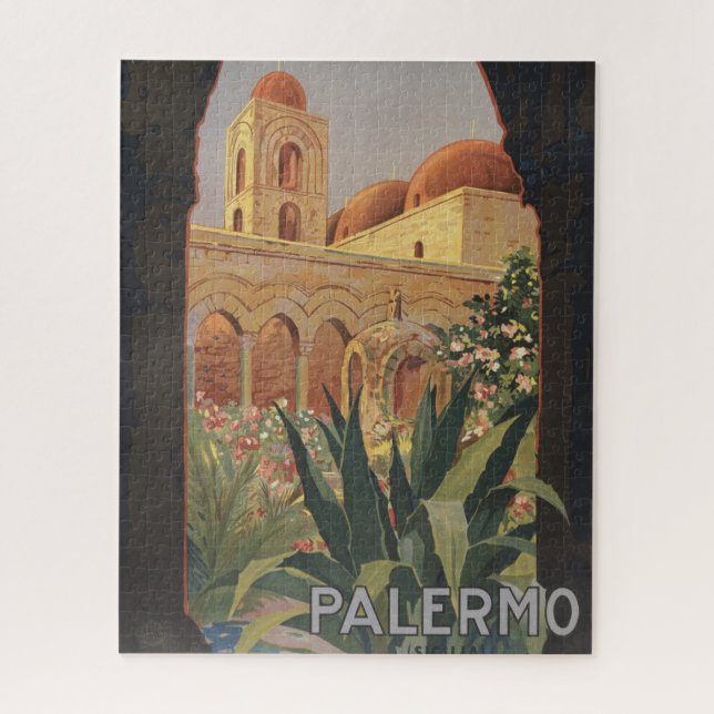 Puzzle Affiche Vintage voyage Pour Palerme, Italie. (Vertical)