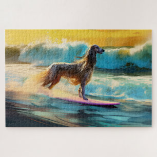 Puzzle Afghan Hound Beach Surf Peinture