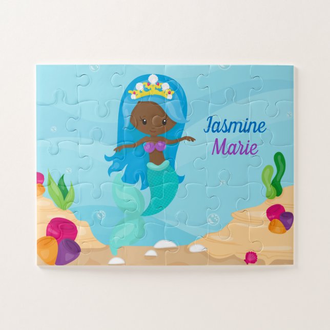 Puzzle Africaine Américaine Fille Sirène Enfants Cute Per (Horizontal)