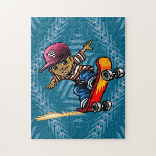 Puzzle African American Kid On A Skateboard