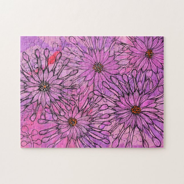 Puzzle African Daisy Cape Daisies Fleurs roses Art Floral (Horizontal)