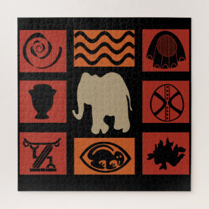 Puzzle african tribe elephant pattern
