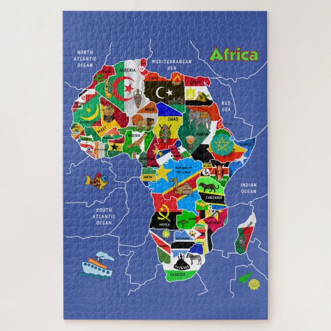 Puzzle Afrika Map Artwork (Vertikal)