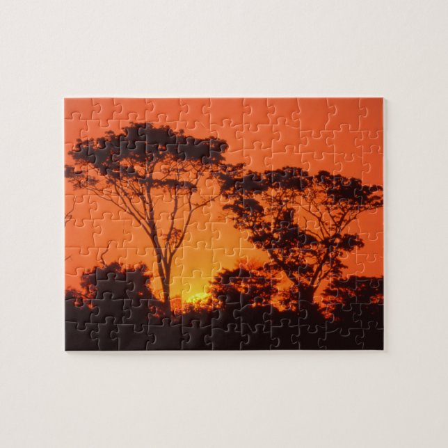 Puzzle Afrique du Sud. Coucher de soleil africain. (Horizontal)