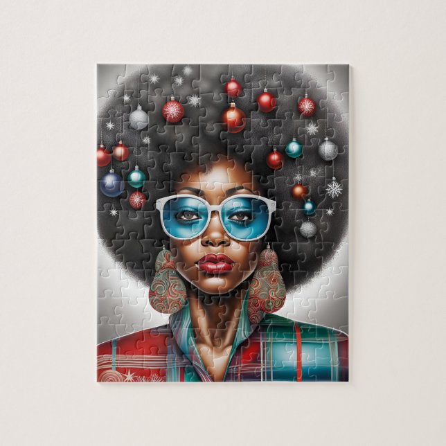 Puzzle Afro femme élégante et bizarre ambiance de vacance (Vertical)