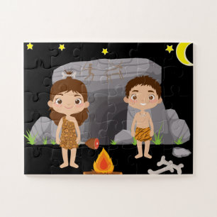 Puzzle Âge De Pierre Caveman Enfants Sous Ciel Nuit