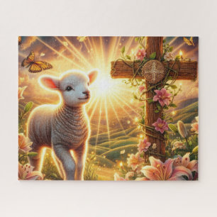 Puzzle Agneau de Pâques chrétien avec croix