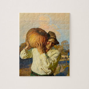 Puzzle Agriculteur avec Citrouille par Newell Convers Wye