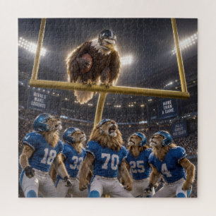 Puzzle Aigle avec un ballon de football sur un poteau de