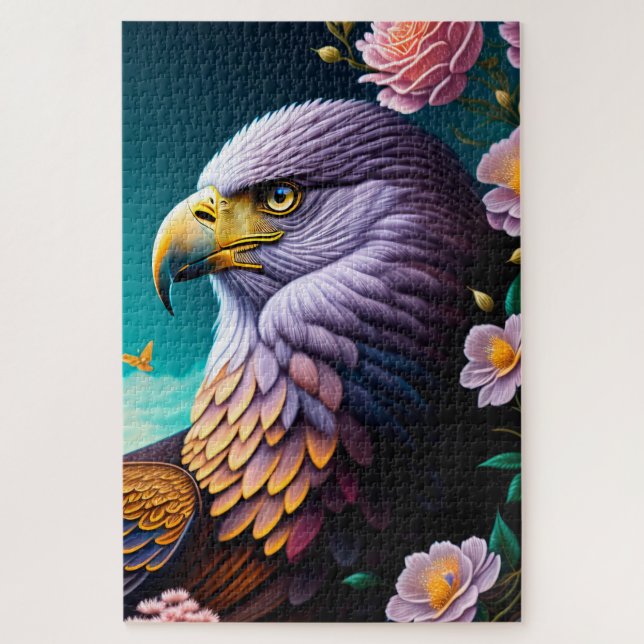 Puzzle Aigle et fleurs chauves (Vertical)