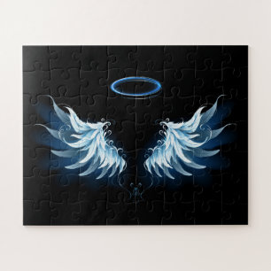 Puzzle Ailes d'angle brillant bleu sur arrière - plan noi
